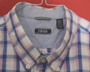 Izod Cotton Plaid Men's XL Button Up Shirt Yellow White Blue Purple - Lavender - Picture 1 of 8