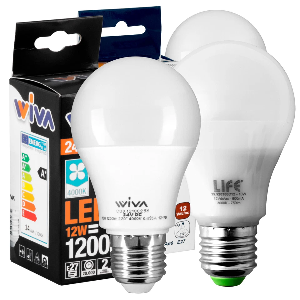 LAMPADINE LED a Scelta 12V 24V AC/DC E27 E14 5W 12W - Immagine 1 di 1