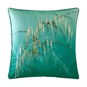 Clarissa Hulse Meadow Grass Teal Velvet Cushion 50cm - Feather Inner - RRP £45 - Picture 1 of 9