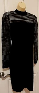 St John Evening Black Long Sleeves Palliate Sequins Dress- Sz 2~Beautiful- RARE~ - Picture 1 of 11