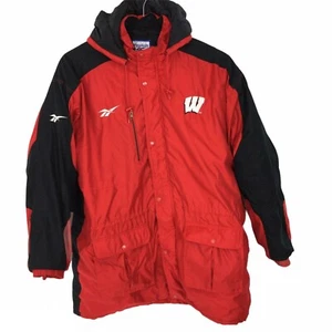 Vintage Reebok Wisconsin Badgers Wintermantel Unisex XXL rot schwarz mittellang - Bild 1 von 6
