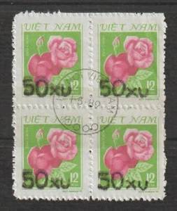 1984 Vietnam Surcharged Block 4 Stamps Overprinted Scott # 1385 Cto NH - Picture 1 of 1
