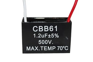 2 PIEZAS CBB61 Terminal Ventilador de Techo Motor Funcionamiento Rectángulo Condensador 500V 1.2UF - Imagen 1 de 1