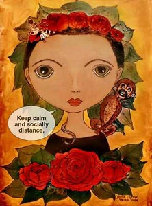 Keep Calm and Social Distance Boho Girl Kunst Grußkarte 5 x 7 Box mit 10  - Bild 1 von 1