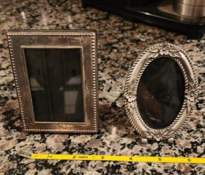 (2) Vintage Silver Plated 2" X 3" Picture Frames.. Stand Up Type..Real Glass - Picture 1 of 2
