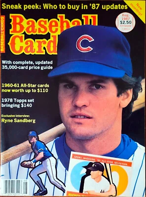 RYNE SANDBERG CHICAGO CUBS BASEBALL CARD MAGAZINE AUGUST 1987 - Image 1 of 2