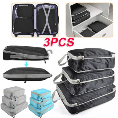 3PCS Compression Bags Organiser Suitcases Packing Cubes Travel Storage Luggage - image 1 of 4