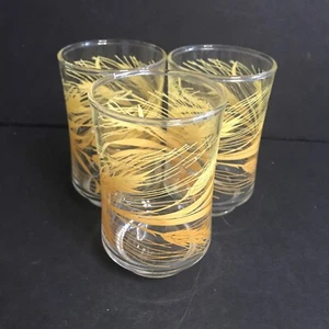 MCM Set 3 Vintage Libbey Golden Weizensaft Gläser 6oz Gelb und Klar - Bild 1 von 9