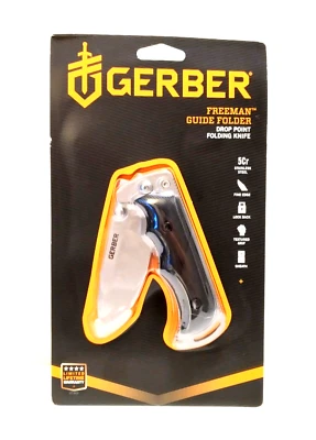 Gerber Freeman Guide Folder Drop Point Folding Knife Black Handle with Sheath - Image 1 of 4