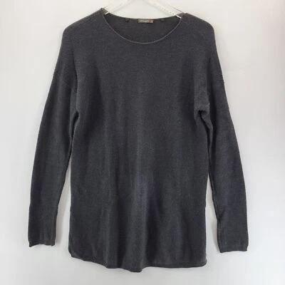 J McLaughlin Cashmere Blend Tunic Sweater Womens Small Charcoal Gray Waffle Knit - Image 1 of 4