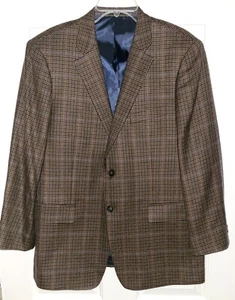 John Nordstrom 42R 100% Cashmere Sport Coat Blazer Jacket 2 Button Brown Blue - Picture 1 of 10