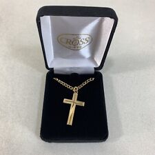 Dicksons Large Boxed Cross w/ Dark-Tone Center Gold-Plated 24" Pendant Necklace