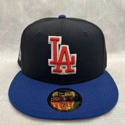 MLB LA Dodgers New Era 59FIFTY Fitted Hat 50th Anniversary black/gold size 7 1/4 - Image 1 of 4