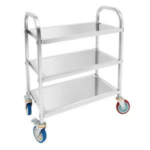 3 Tier Kitchen Trolley Utility Serve Storage Rolling Cart Stainless Steel 420lbs - Picture 1 of 20