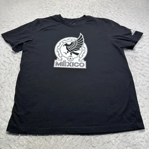 Adidas Mexiko Fußballnationalmannschaft T-Shirt Schwarz Kurzarm Herren Größe Large L - Bild 1 von 13