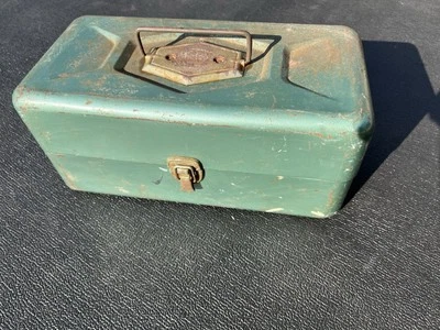 Caja de aparejos de pesca de metal azul vintage Old Pal de 3 niveles Litiz, Pennsylvania 🇺🇸 Foto 1 de 4