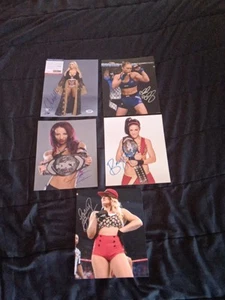 WWE Woman 5 Signed Wrestling 8x10's Rhonda Rousey, Flair, Bayley, Sasha Banks - Picture 1 of 5