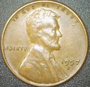 1957 P Lincoln Wheat Cent,"Filled B" Die Chip error - Picture 1 of 5