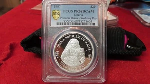 Liberia 1997 Princess Diana Princess of Wales Hochzeit 1oz .999 Silber PCGS PR68 - Bild 1 von 5