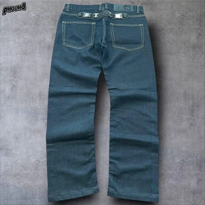 Just Cavalli Jeans Mens 36 Dark Wash Straight Leg Buckle Back Designer Italy - Image 1 of 4