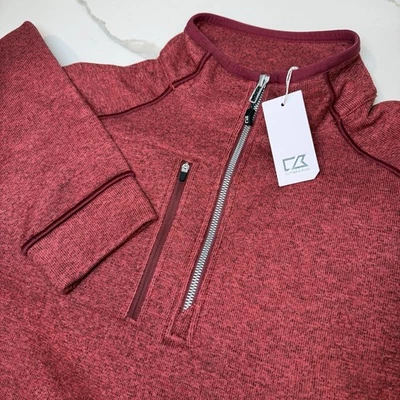 Cutter & Buck Men's Large Half Zip Long Sleeve Top Jacket -Large RED - Image 1 of 4