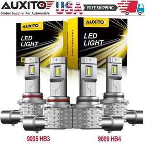 AUXITO Combo 9005 9006 LED Headlight Bulbs High Low Beam Kit Extremely White M4 - Picture 1 of 13