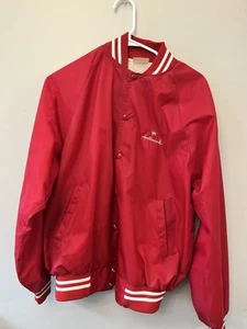 Red Button Up Wind Breaker With hallmark Logo Size Large - Picture 1 of 24
