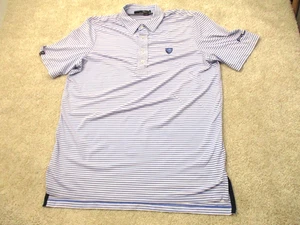 RLX Ralph Lauren Golf Polo Shirt Short Sleeve Mens L Striped Blue Embroidered - Picture 1 of 10