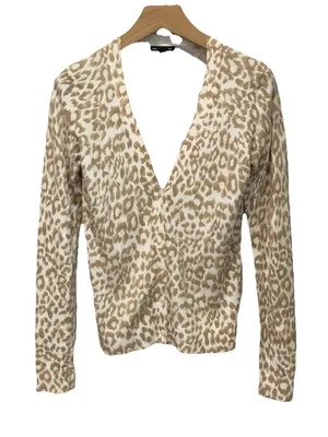 GAP Sweater Women Small Long Sleeve Button Up Round Neck Cardigan Leopard Cotton - Image 1 of 4