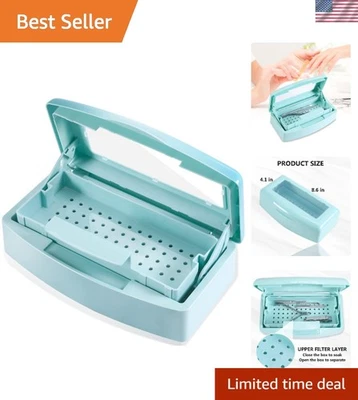 Bandeja esterilizadora profesional de plástico para herramientas de uñas con ventana transparente (azul) Foto 1 de 4