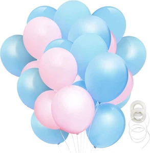 100 Pack Pink and Blue Balloons for Gender Reveal, Baby Shower W/ 32.8 ft Ribbon - Picture 1 of 12