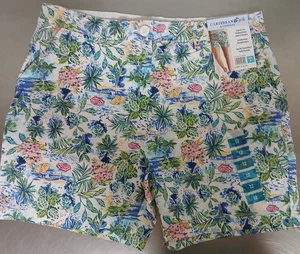 NEW WOMENS CARIBBEAN JOE & COMPANY SHORTS SIZE 12 FLORAL-Cotton Stretch - Picture 1 of 7