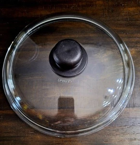 PYREX Round Glass Replacement Lid 10 3/4" inner - 11 1/4" Diameter Black Knob - Picture 1 of 8