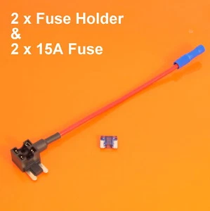  High Quality 2 x 12V Add A Circuit Piggy Back Fuse Holder & Micro Blade 15 Amp - Picture 1 of 4