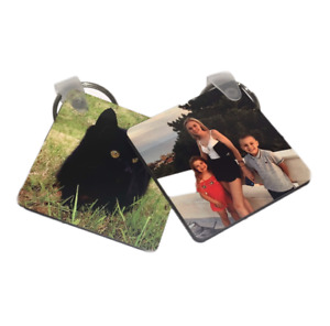 Personalised Square Photo Keyring Double or Single Side Any Picture or Text