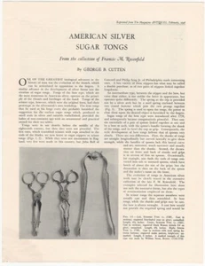 Antike amerikanische Silber Zuckerzange - Rosenfeld Sammlung 1946 Cutten Studie - Bild 1 von 2