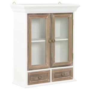 Small Kitchen Wall Cupboard Acrylic Glass Doors Drawers Distressed Look Cabinet - Picture 1 of 9