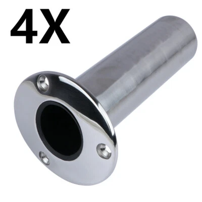 4X 316 Stainless Steel 90 Degree Boat Fishing Rod Holder Flush Mount with inner - image 1 of 4
