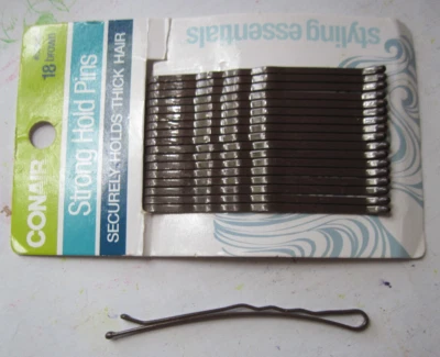 18 Conair Brown Strong Hold Pins Secure Thick Hair Curved Metal Styling Bobby - Image 1 of 4