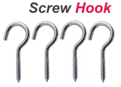 Set Of 4 Steel Zinc Plated 3/16" Wide X 3 1/2" Long Ceiling Lag Screw Hook - Image 1 of 2