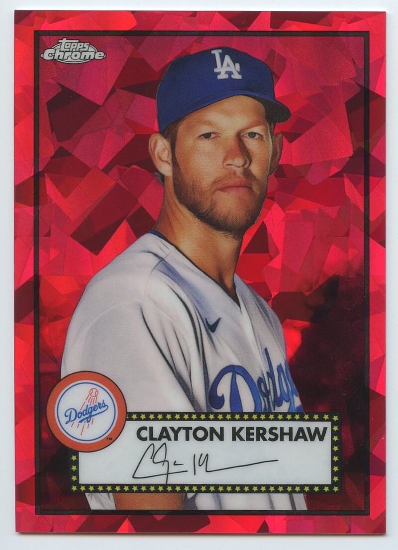 Clayton Kershaw 2021 Topps Chrome Platinum Anniversary RED REFRACTOR SP/100 #205