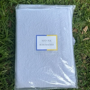 MATOUK SCHUMACHER Cora Coverlet, Blue Mineral King 100% Cotton Metalasse Blanket