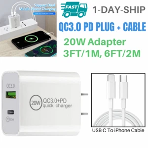 For iPhone 13 12 11 Samsung 20W PD QC 3.0 Fast Wall Charger USB C Power Adapter - Picture 1 of 17