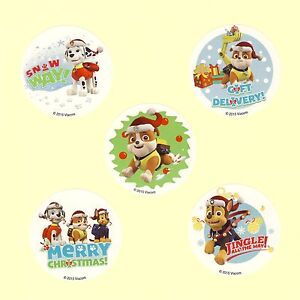PERSONALISED STICKERS LABELS TAGS CIRCLE CHRISTMAS PRESNTS PAW PATROL CHASE MARS