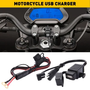 Motorcycle SAE USB to Cable Adapter 2.1A Waterproof USB Phone Charger Socket Kit - Picture 1 of 11
