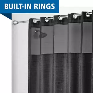 Easy Hang Gemma Fabric Shower Curtain with Built-in Rings, 70" x 74", Black - Picture 1 of 8
