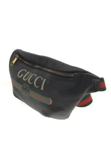 GUCCI 530412 Gucci Print Waist Pouch Bum Bag Fanny sherry line Rare Black Japan - Picture 1 of 7