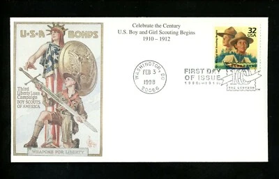 US FDC #3183j Mystic Cachet CTC 1910's U S Boy Girl Scouting Begins 1910 -1912 - Image 1 of 2