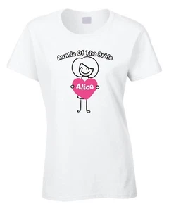 Tía Novia Damas Mujeres Camiseta Regalo Boda Casado Fiesta de Gallina Añadir Nombre - Imagen 1 de 1