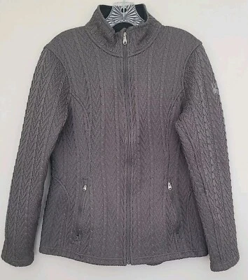 Chaqueta de esquí Spyder para mujer Lg gris tejido con cable cremallera completa núcleo forrada de vellón al aire libre Foto 1 de 4